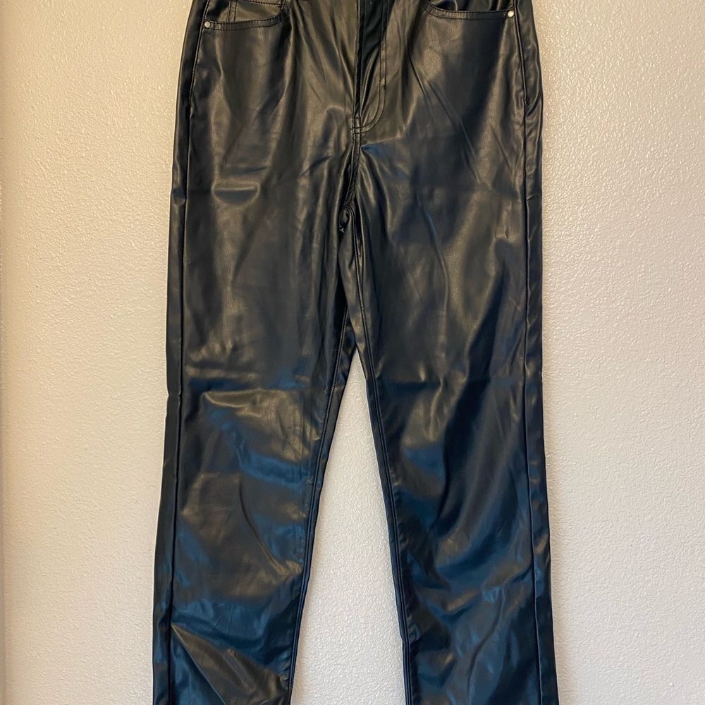 Indigo Rising Faux Leather pants High Rise Straight black juniors 7/28